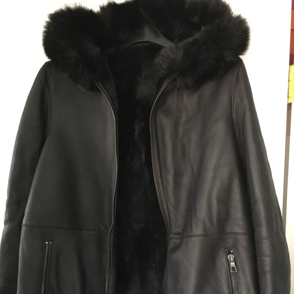 BLUE DUCK Fox Fur-Trim Sheepskin Hooded Jacket - Picture 9 of 15